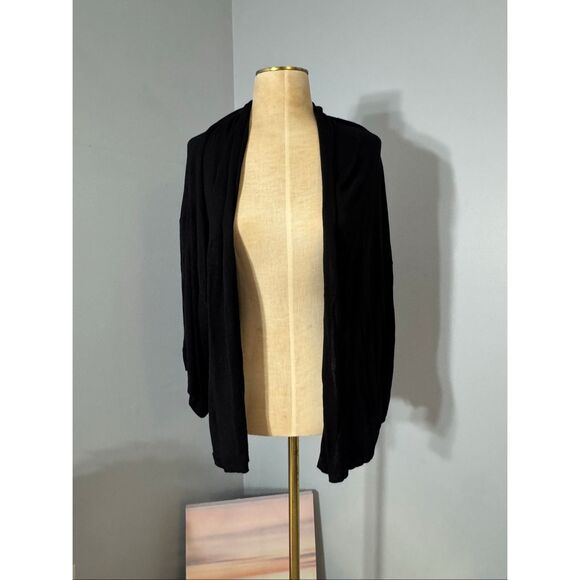 H & M Womens Open Front Knit Kimono Cardigan Sweater Black Medium - Picture 6 of 8